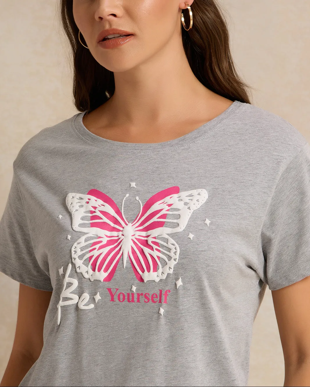 Women Grey Printed T-Shirt sold by Redtag product image thumbnail 4