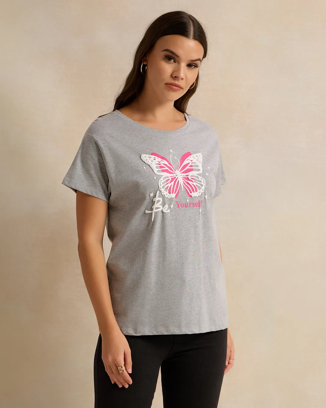 Women Grey Printed T-Shirt sold by Redtag