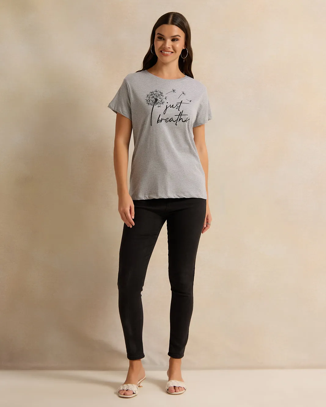 Women Grey Printed T-Shirt sold by Redtag product image thumbnail 2