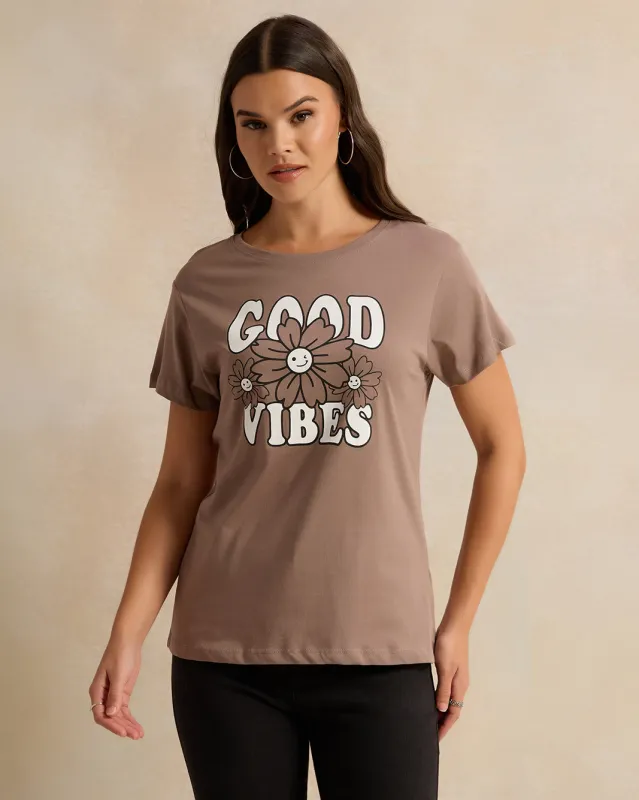 Women Brown Printed T-Shirt sold by Redtag