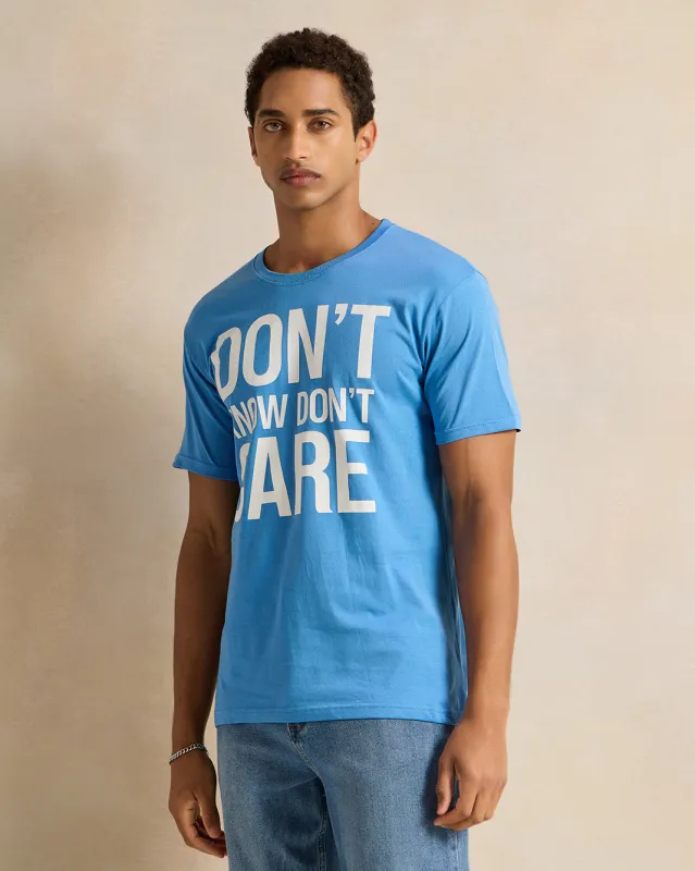 Men Blue Printed T-Shirt sold by Redtag