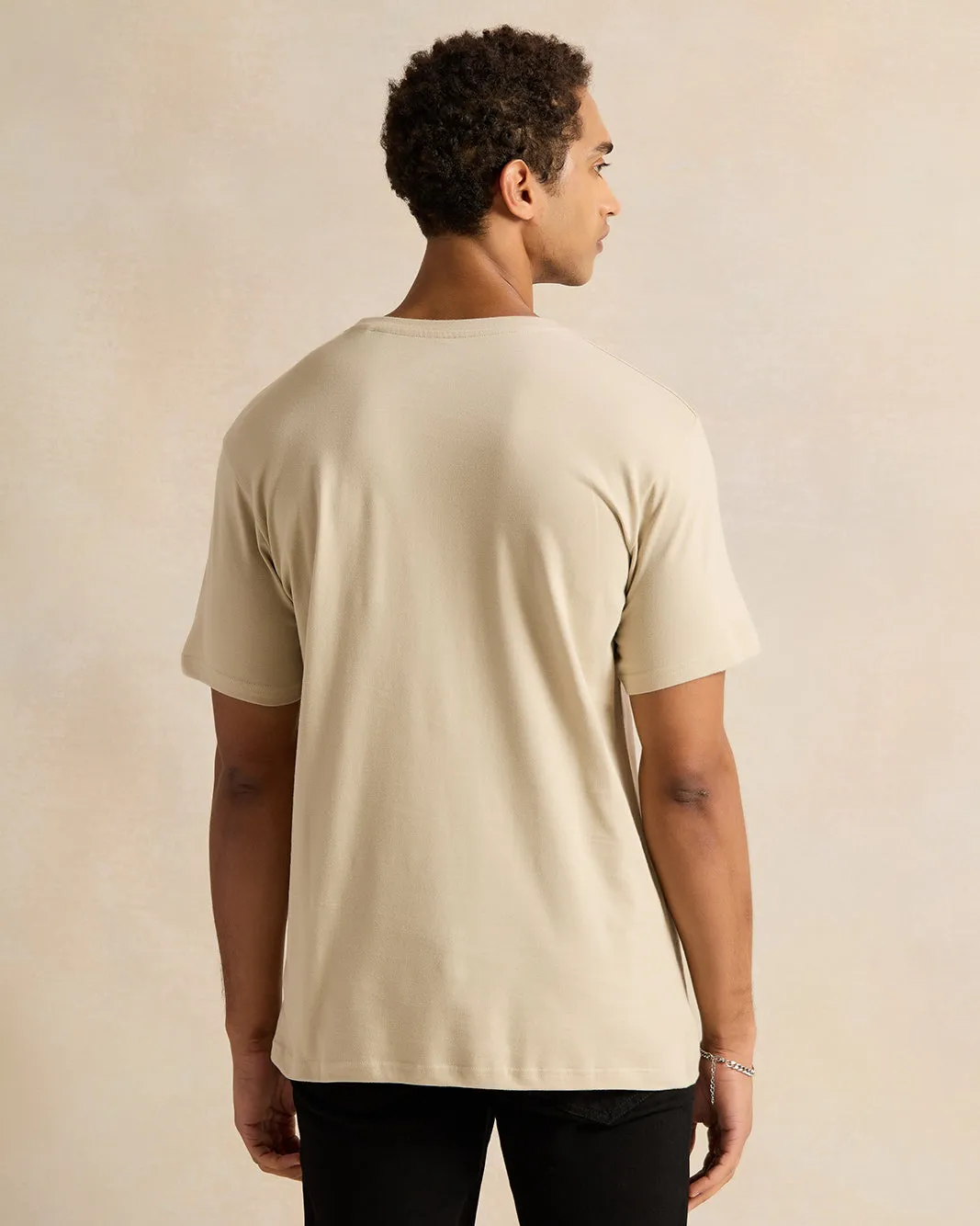 Men Beige Printed T-Shirt sold by Redtag product image thumbnail 3
