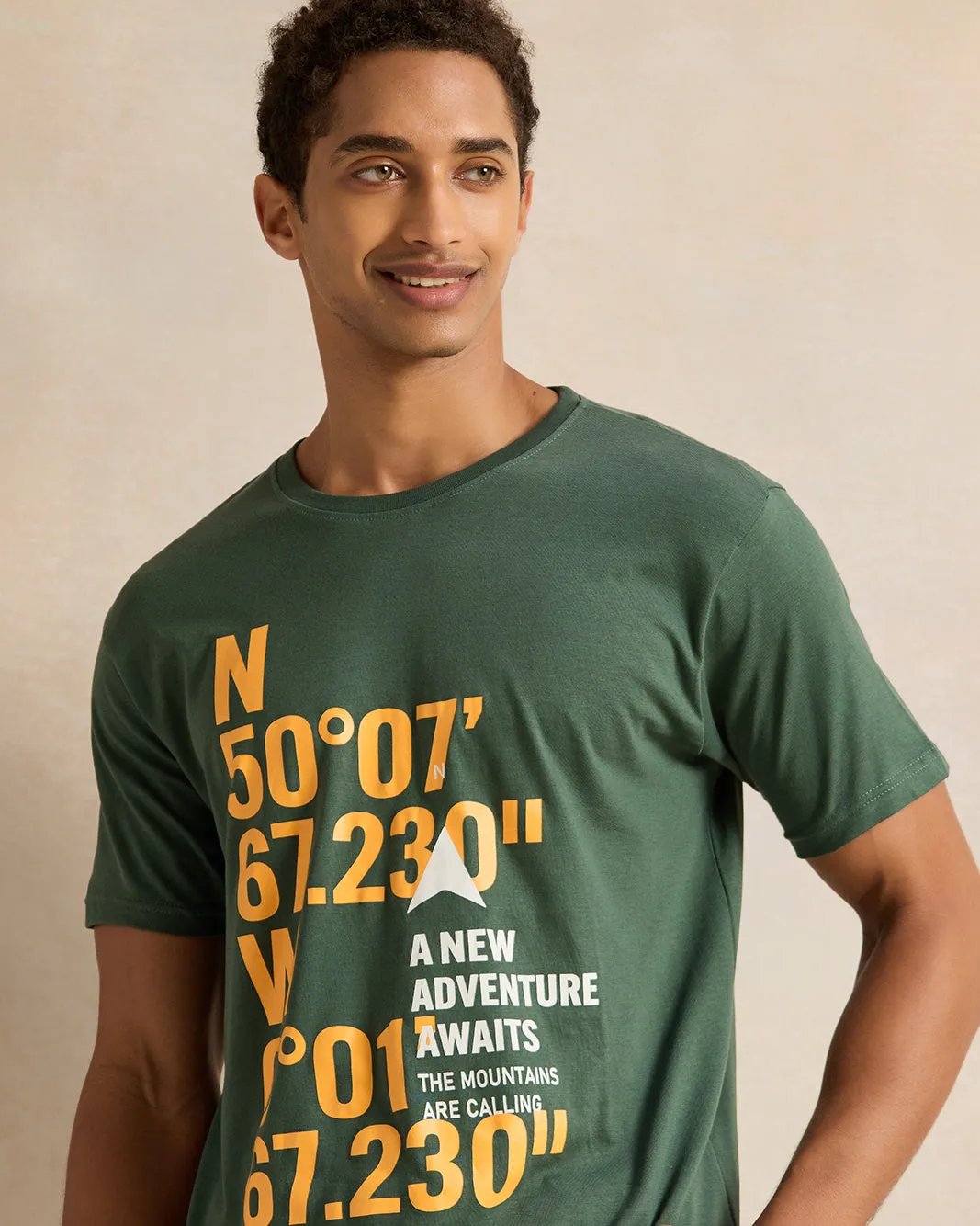 Men Green Printed T-Shirt sold by Redtag product image thumbnail 4