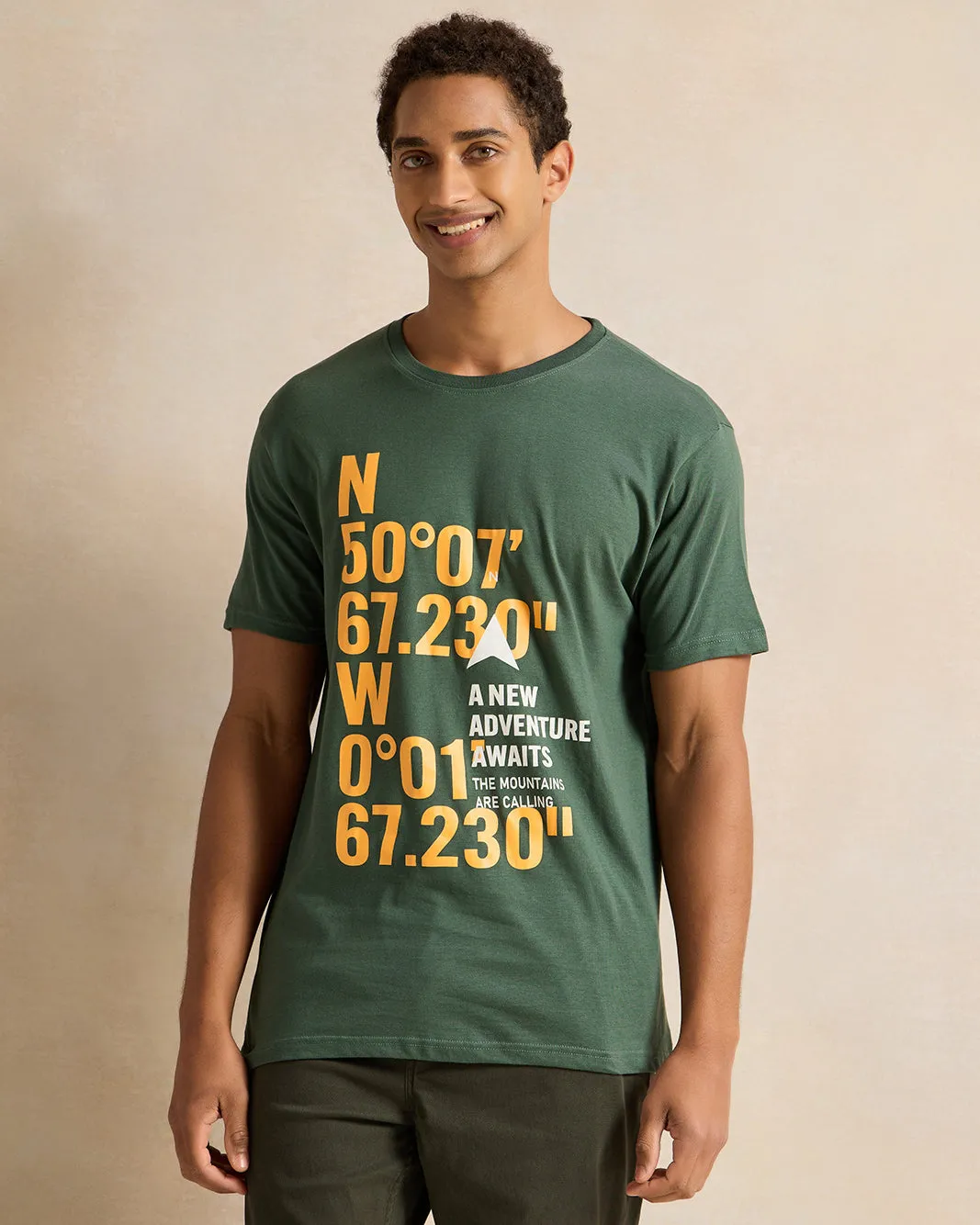 Men Green Printed T-Shirt sold by Redtag
