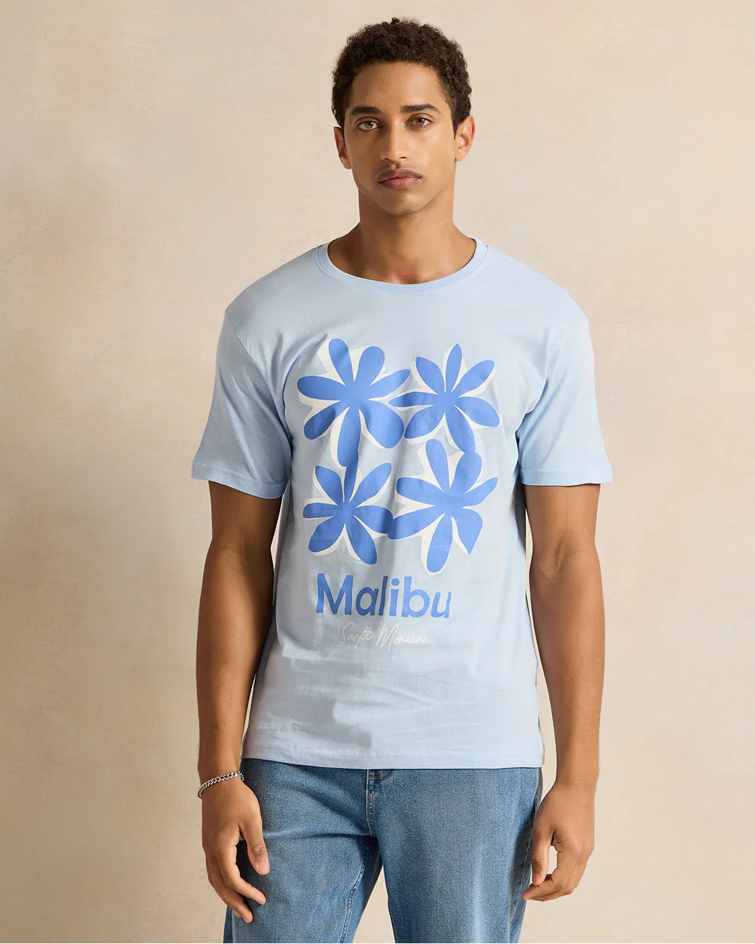Men Blue Printed T-Shirt sold by Redtag