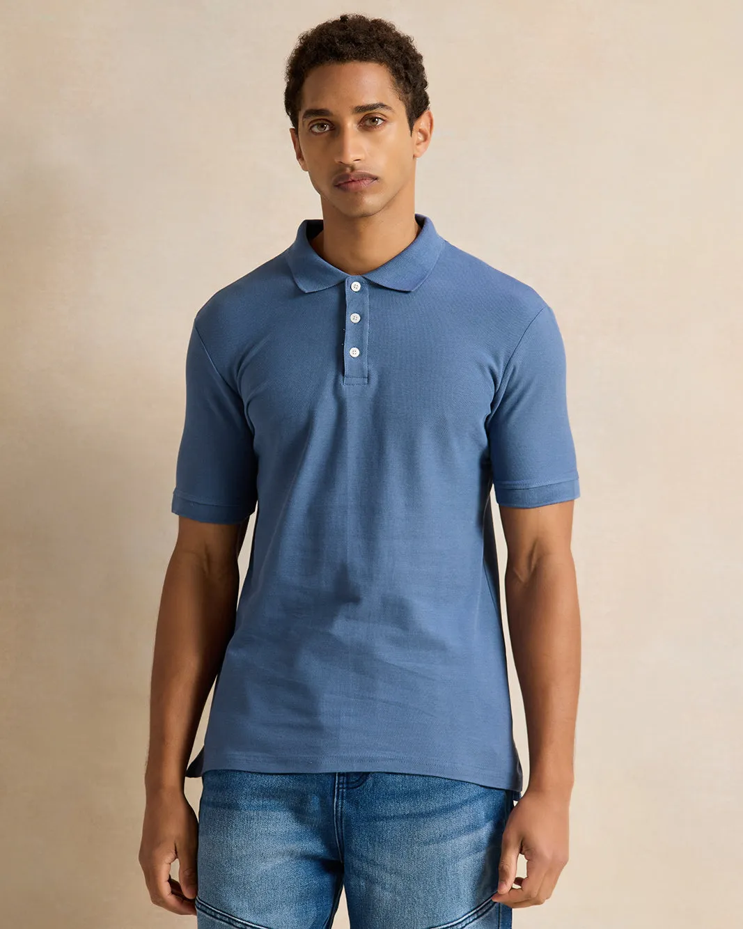 Men Blue Basic Polo Shirt sold by Redtag