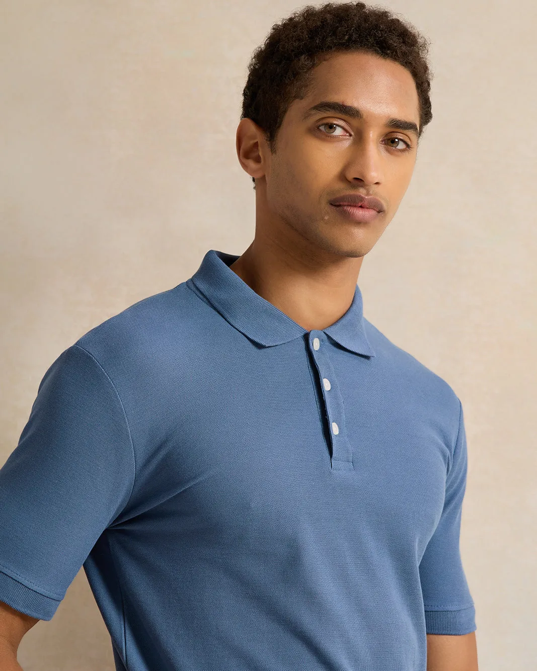 Men Blue Basic Polo Shirt sold by Redtag product image thumbnail 4