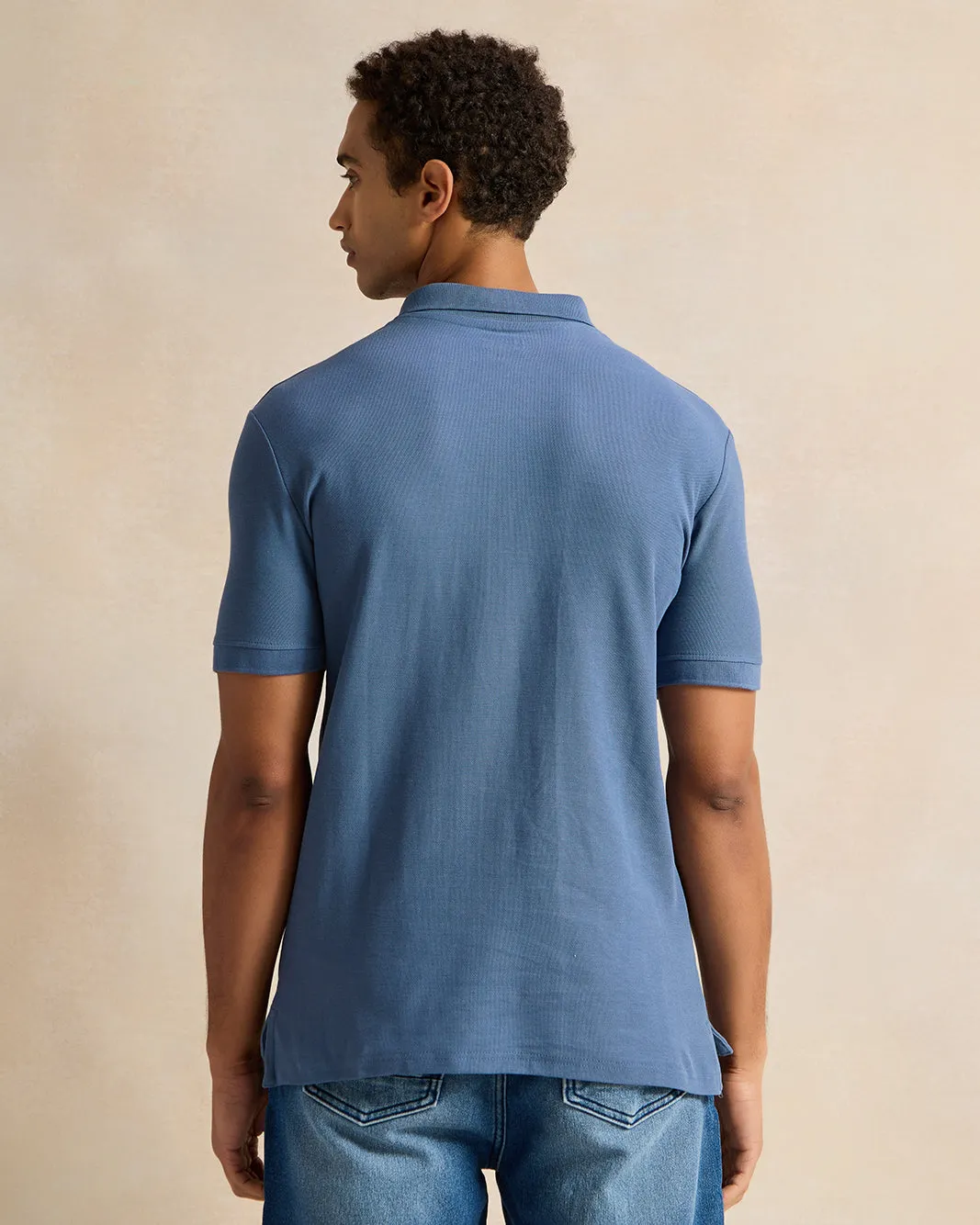 Men Blue Basic Polo Shirt sold by Redtag product image thumbnail 3