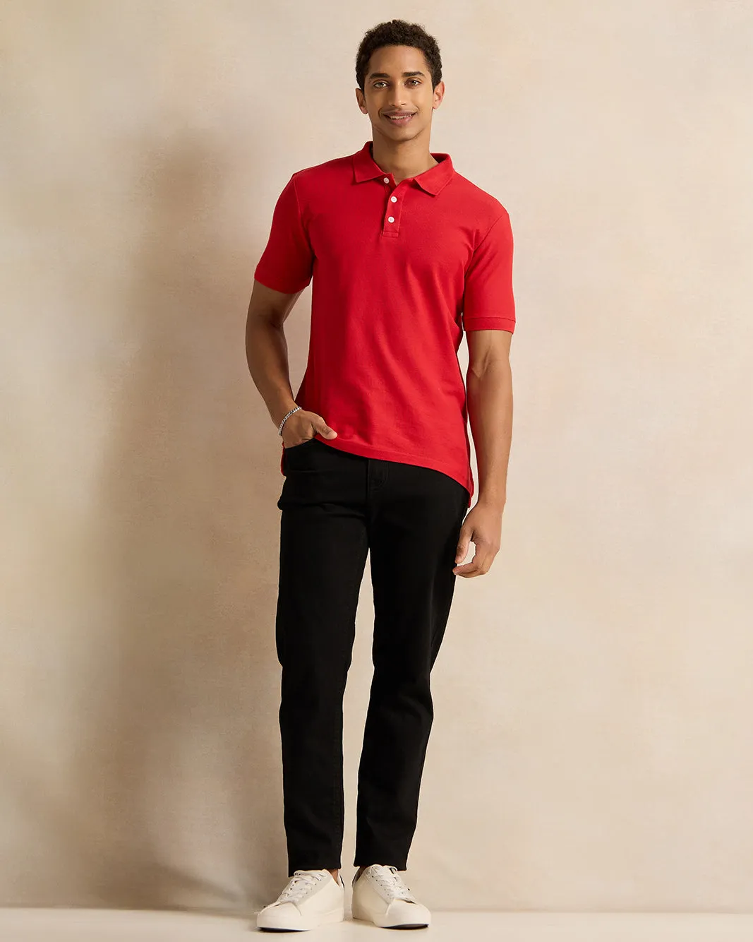 Men Red Basic Polo Shirt sold by Redtag product image thumbnail 2