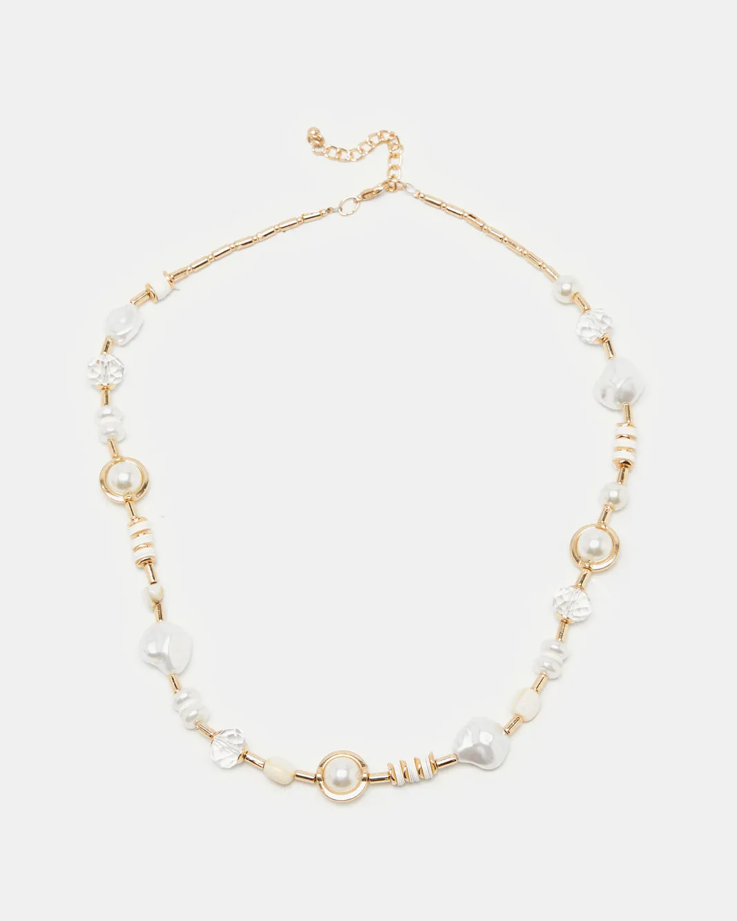Women Gold Pearl Embellished Necklace sold by Redtag
