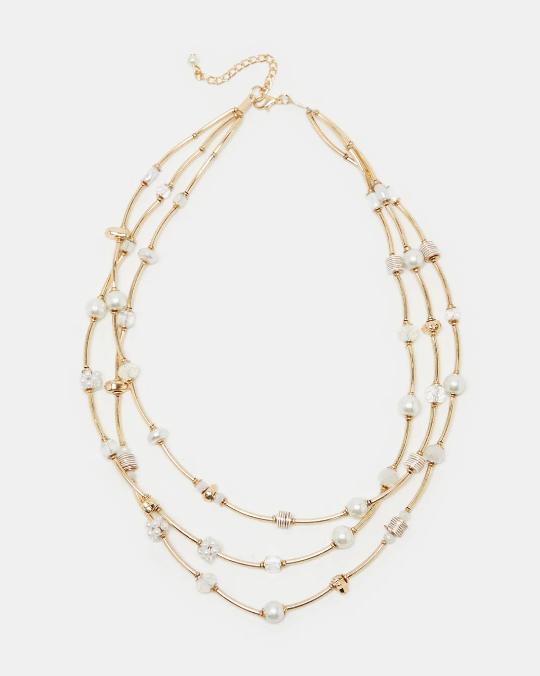Women Gold Pearl Embellished Necklace sold by Redtag