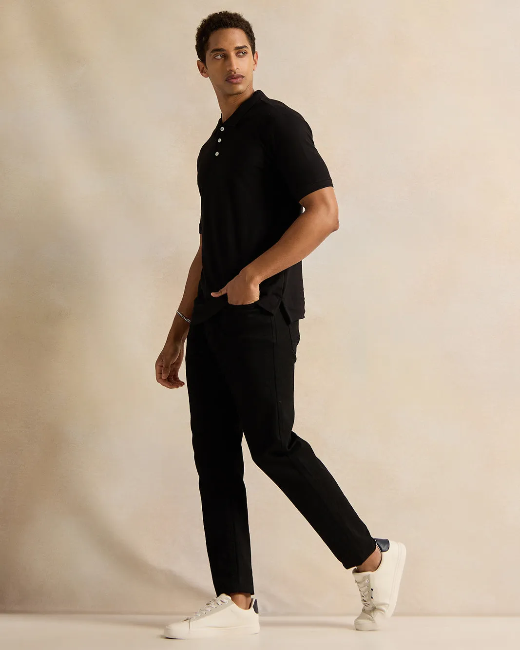 Men Black Basic Polo Shirt sold by Redtag product image thumbnail 2