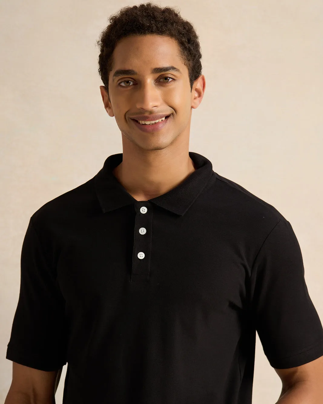 Men Black Basic Polo Shirt sold by Redtag product image thumbnail 4