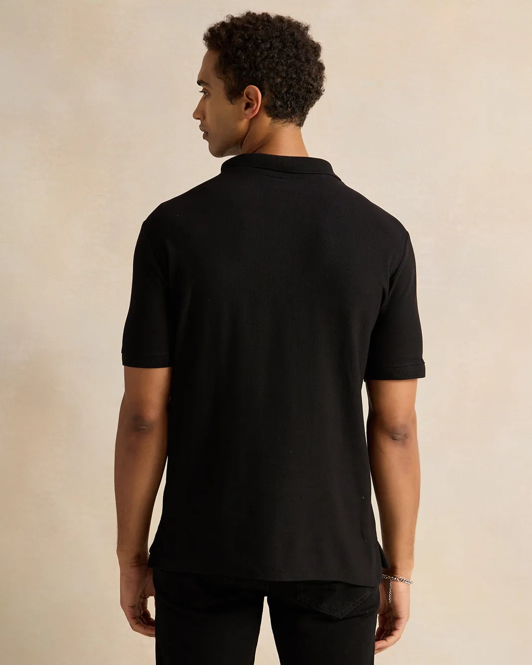 Men Black Basic Polo Shirt sold by Redtag product image thumbnail 3