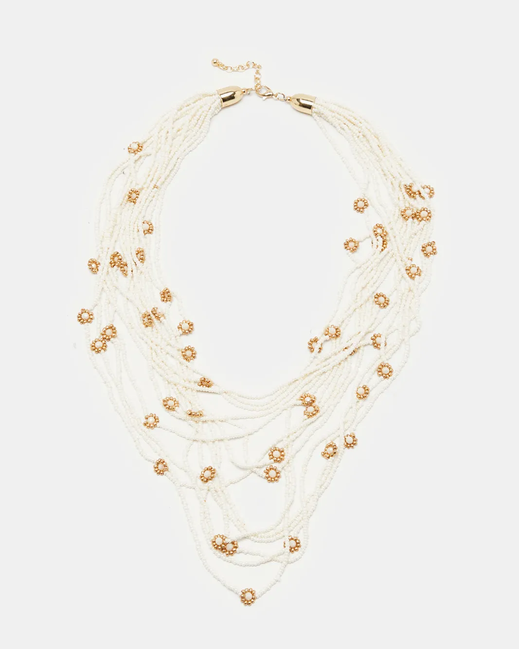 Women White And Gold Embellished Necklace sold by Redtag