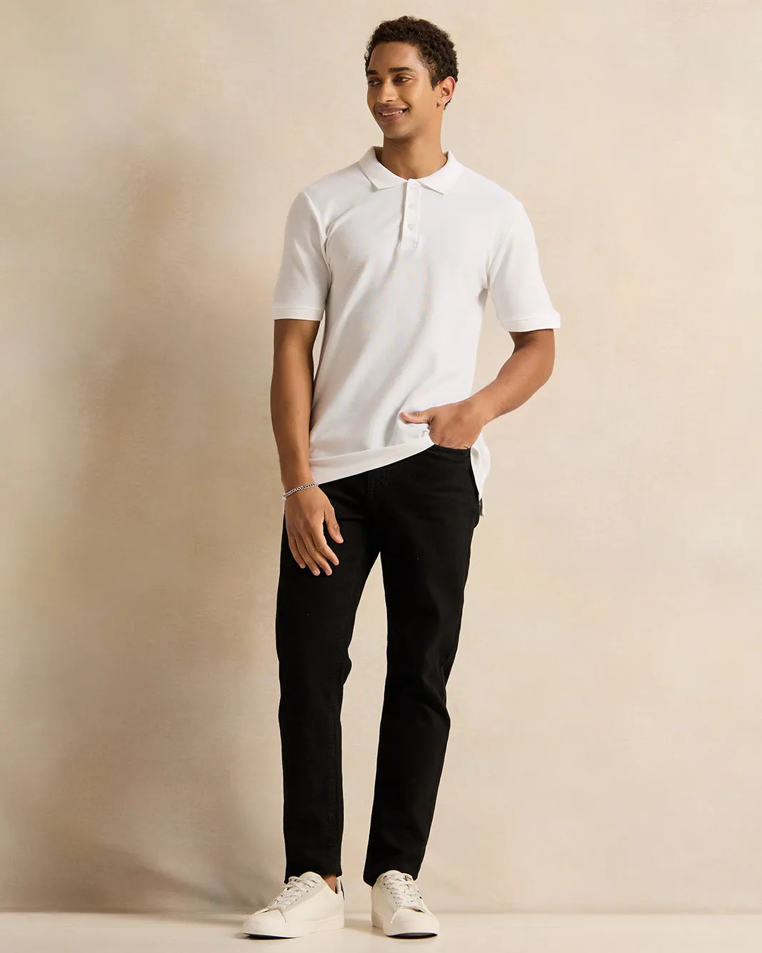 Men White Basic Polo Shirt sold by Redtag product image thumbnail 2