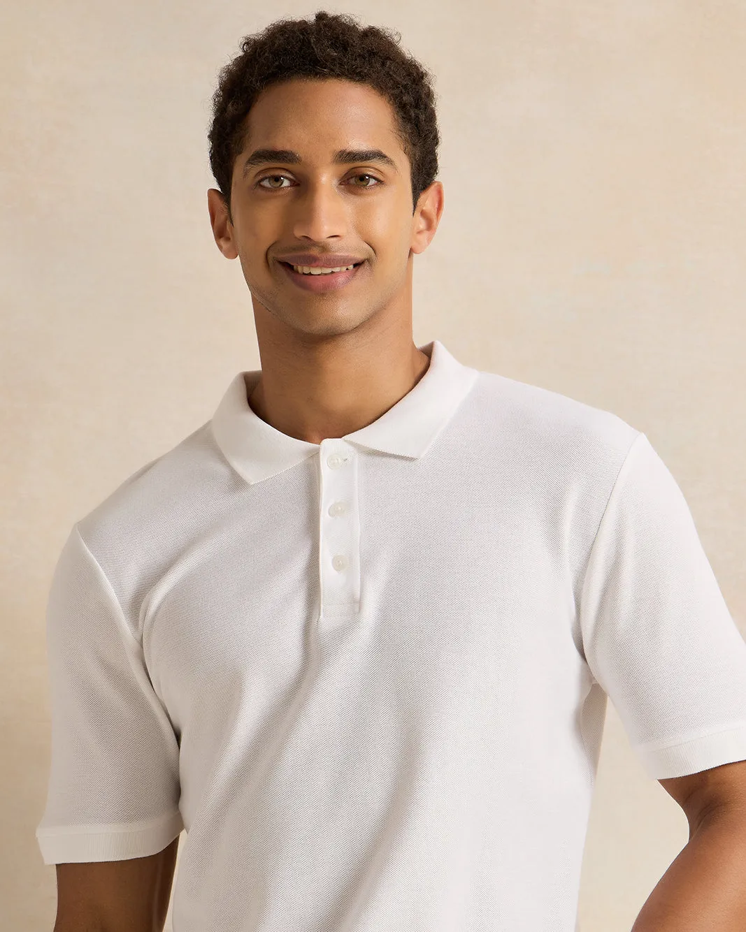 Men White Basic Polo Shirt sold by Redtag product image thumbnail 4