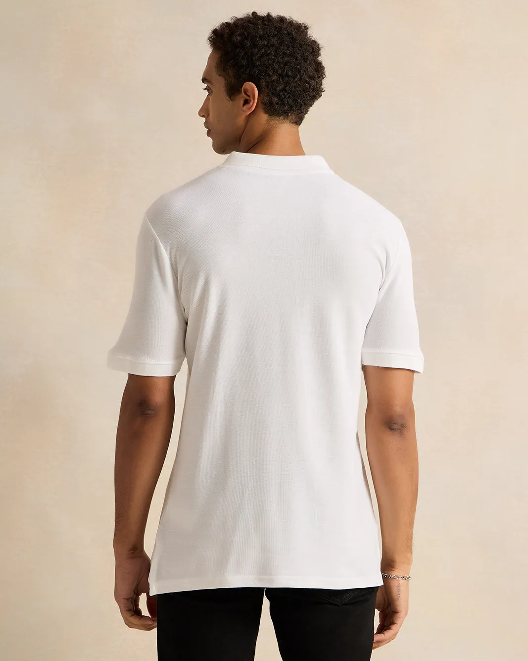 Men White Basic Polo Shirt sold by Redtag product image thumbnail 3