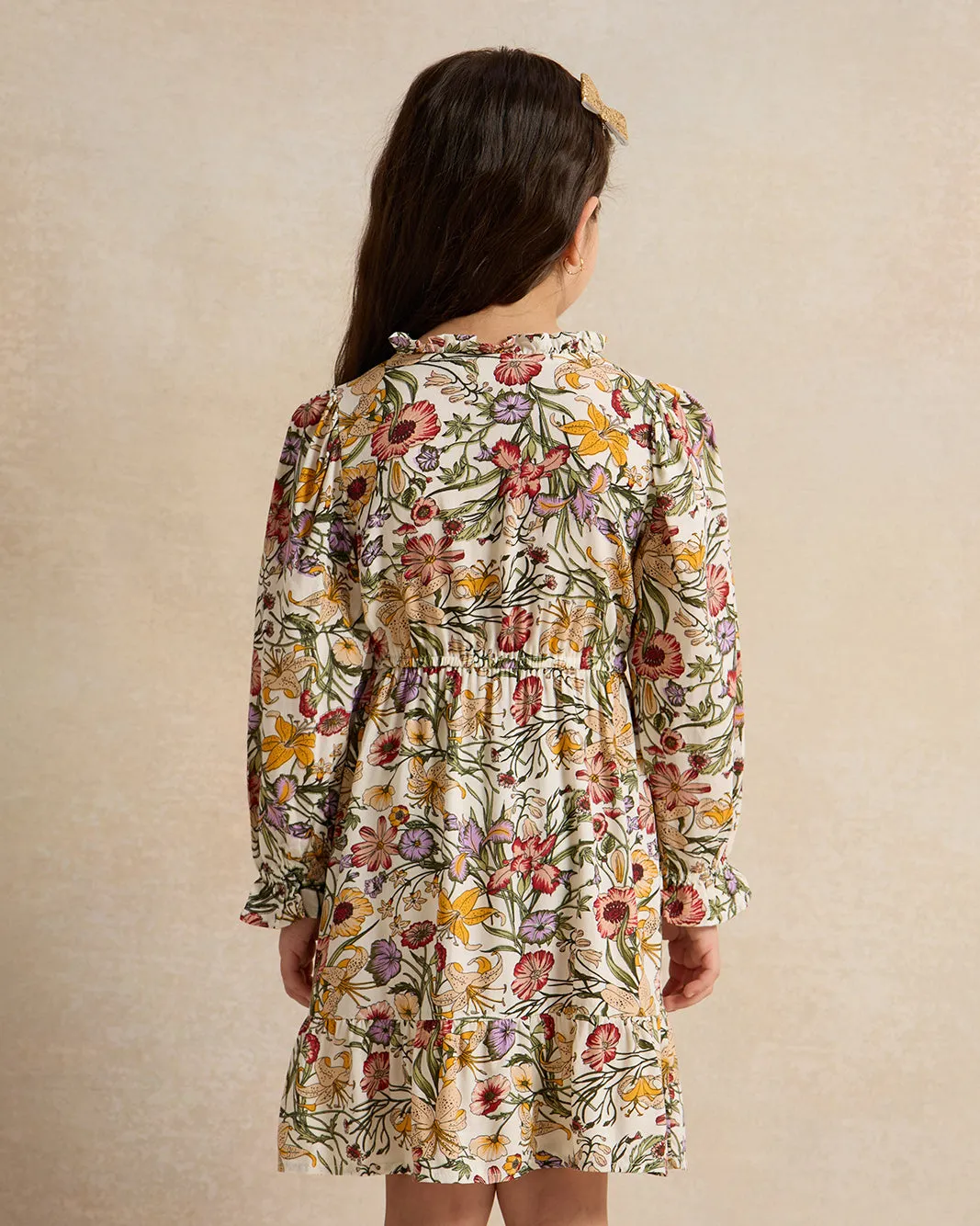 Girls Ivory Printed Dress sold by Redtag product image thumbnail 3