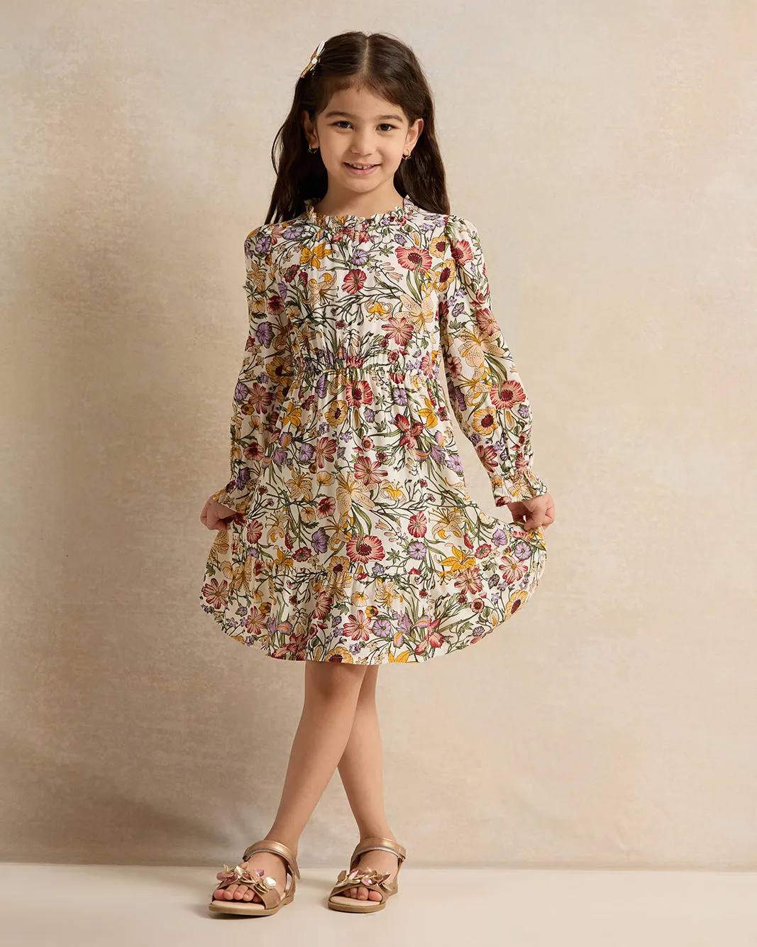 Girls Ivory Printed Dress sold by Redtag product image thumbnail 2