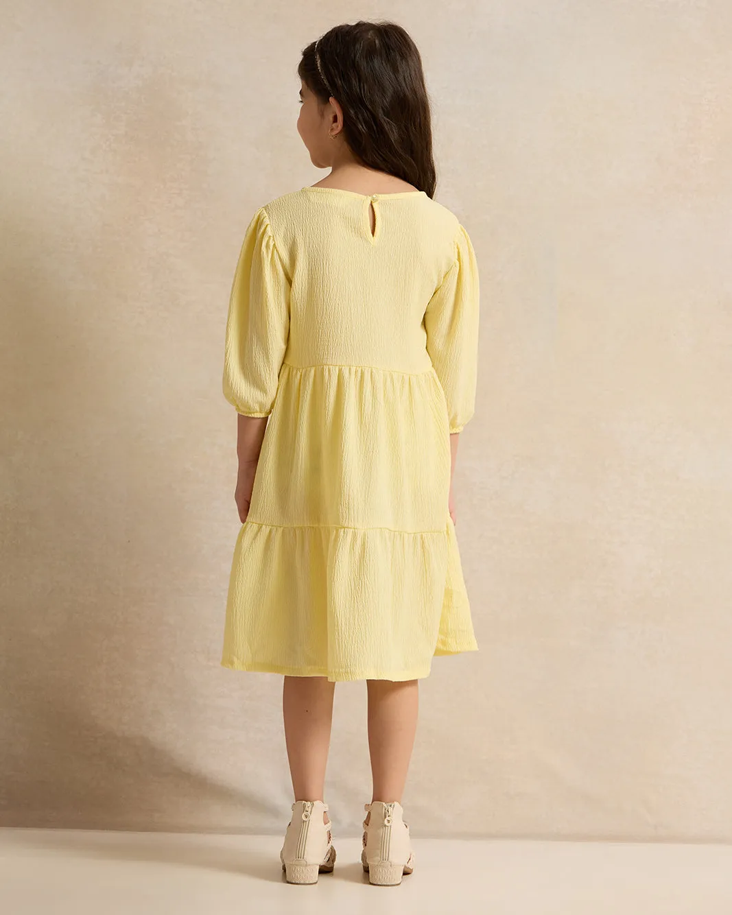 Girls Yellow Textured Dress sold by Redtag product image thumbnail 3