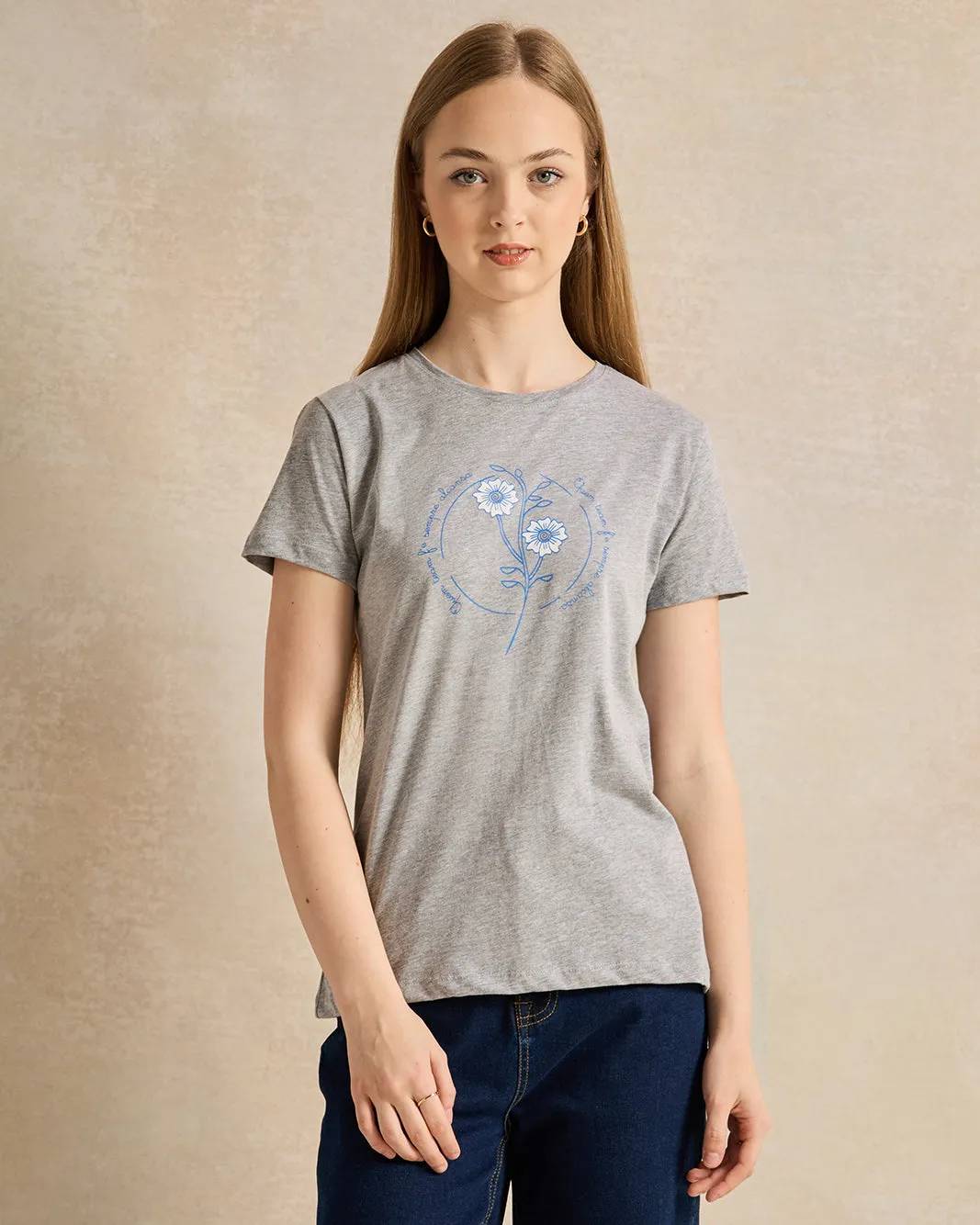 Senior Girls Grey Printed T-Shirt sold by Redtag
