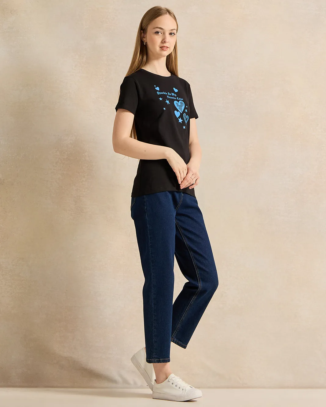 Senior Girls Black Printed T-Shirt sold by Redtag product image thumbnail 2