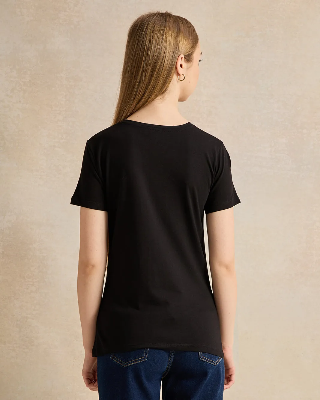 Senior Girls Black Printed T-Shirt sold by Redtag product image thumbnail 3