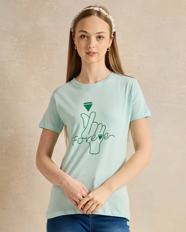 Senior Girls Green Printed T-Shirt sold by Redtag