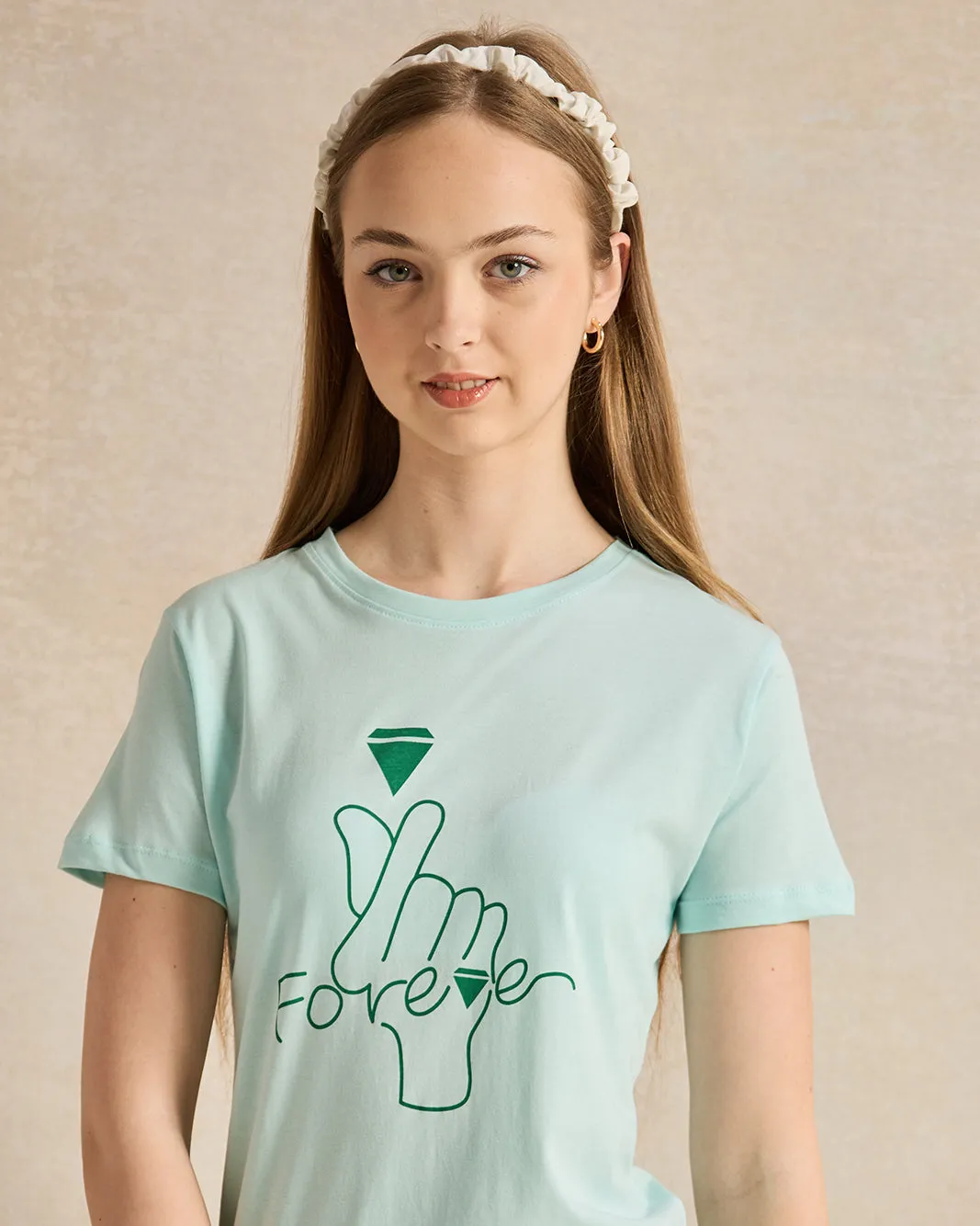 Senior Girls Green Printed T-Shirt sold by Redtag product image thumbnail 4