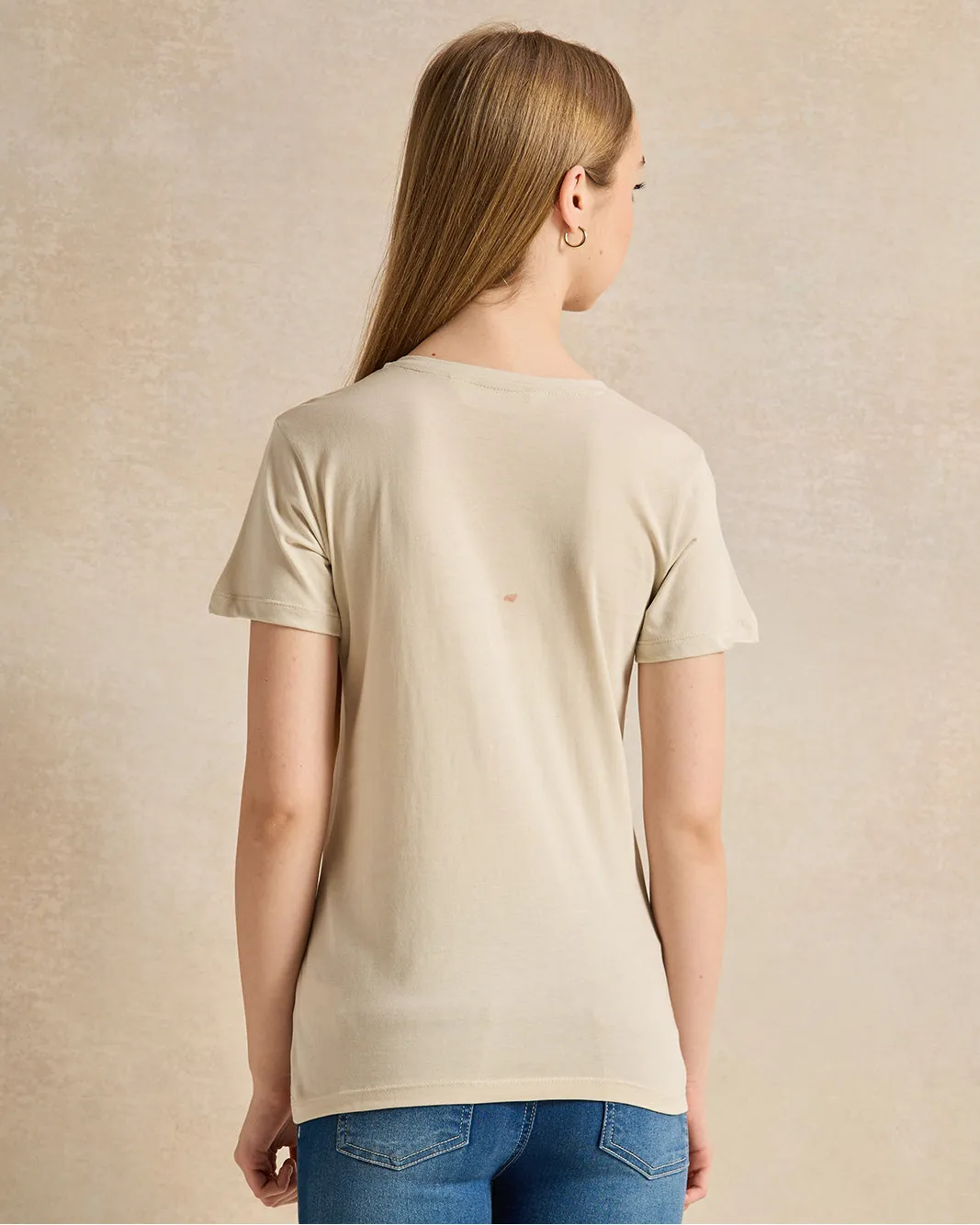 Senior Girls Beige Printed T-Shirt sold by Redtag product image thumbnail 3