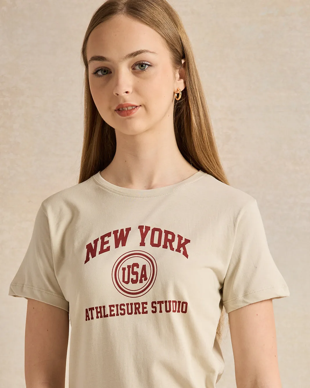 Senior Girls Beige Printed T-Shirt sold by Redtag product image thumbnail 4