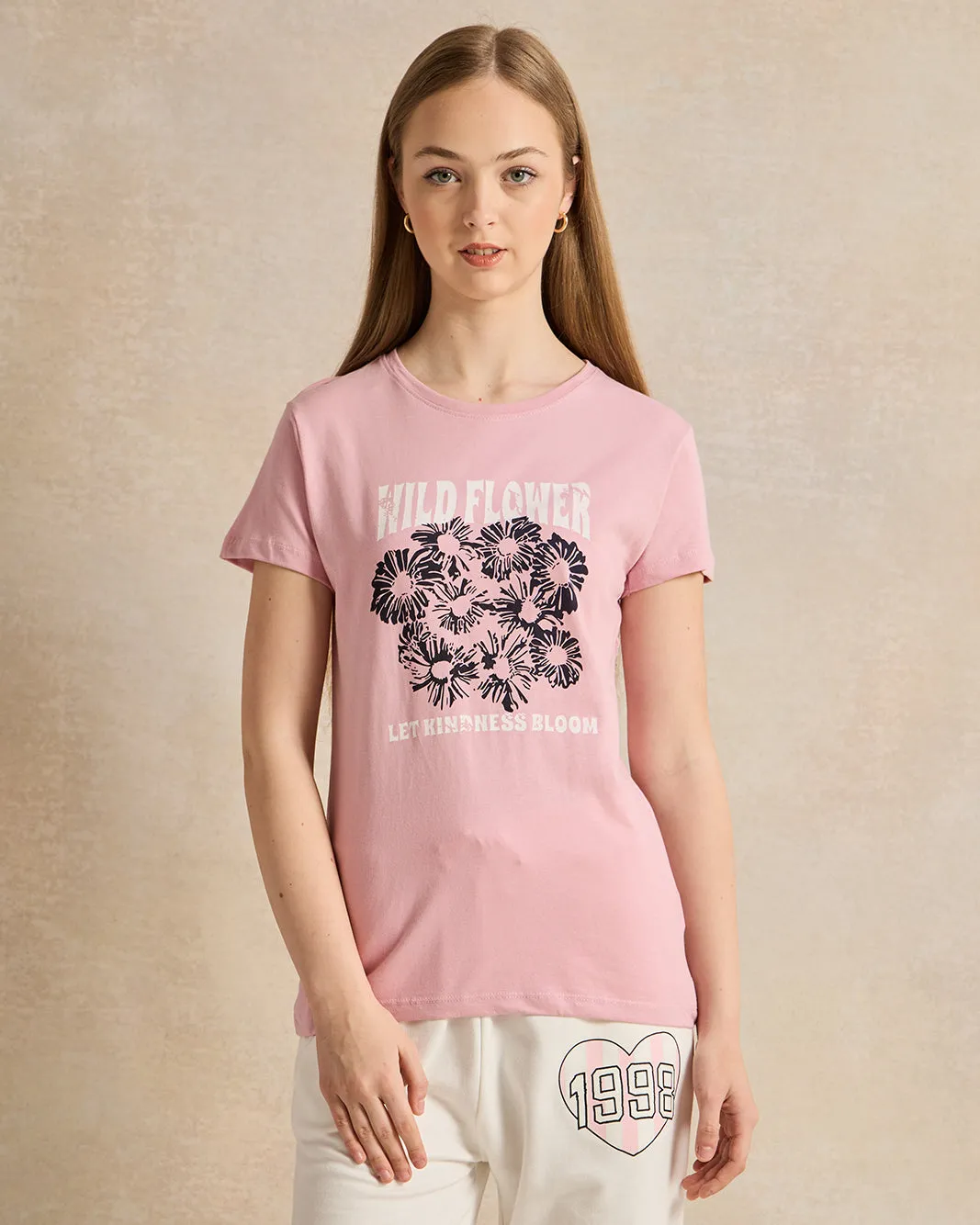 Senior Girls Pink Printed T-Shirt sold by Redtag