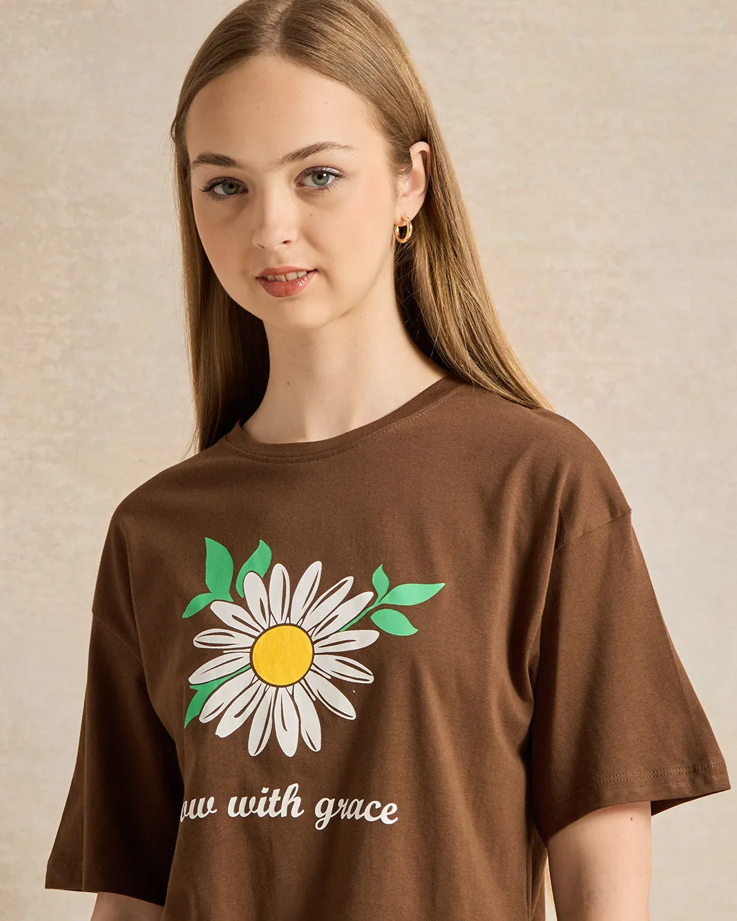 Senior Girls Brown Printed T-Shirt sold by Redtag product image thumbnail 4