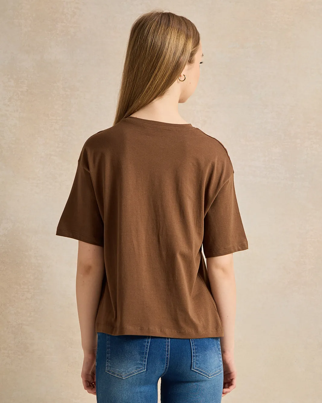 Senior Girls Brown Printed T-Shirt sold by Redtag product image thumbnail 3