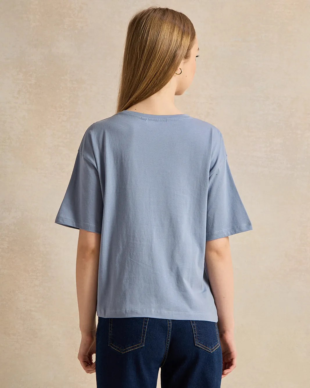 Senior Girls Blue Printed T-Shirt sold by Redtag product image thumbnail 3