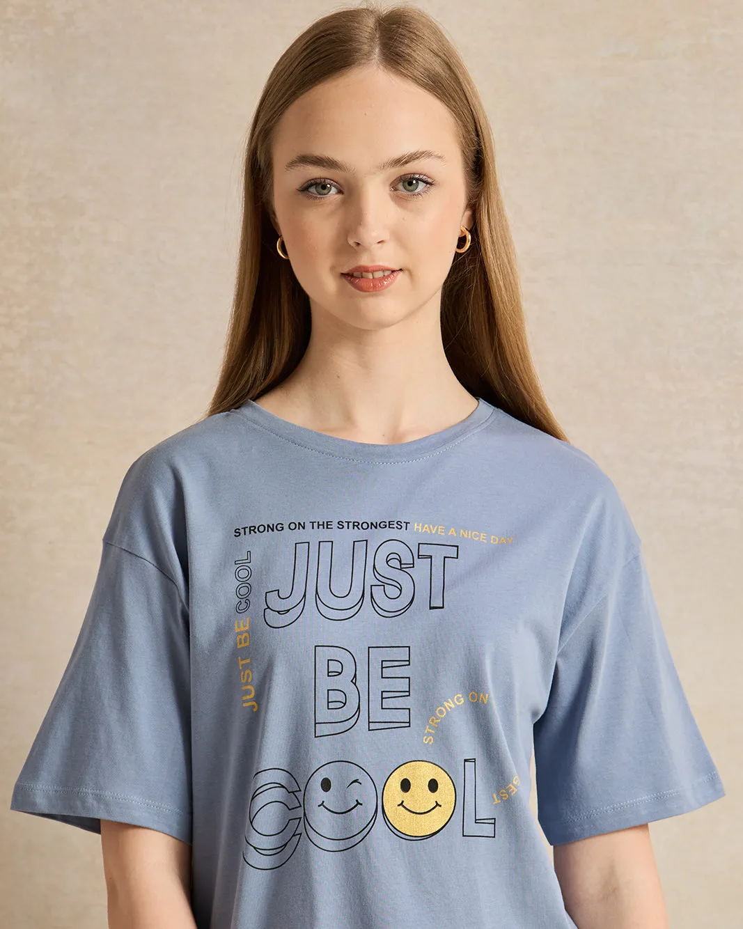 Senior Girls Blue Printed T-Shirt sold by Redtag product image thumbnail 4