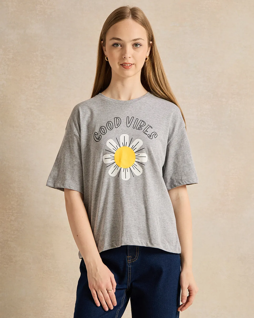 Senior Girls Grey Printed T-Shirt sold by Redtag