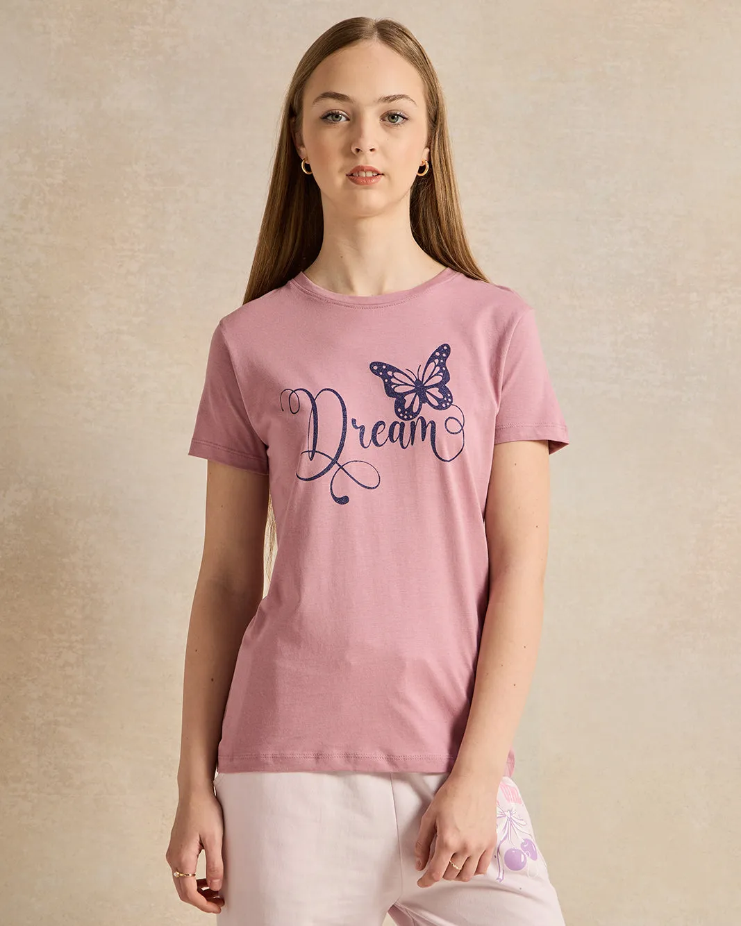 Senior Girls Pink Printed T-Shirt sold by Redtag