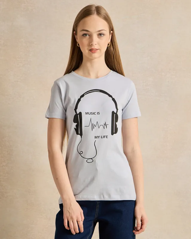 Senior Girls Grey Printed T-Shirt sold by Redtag