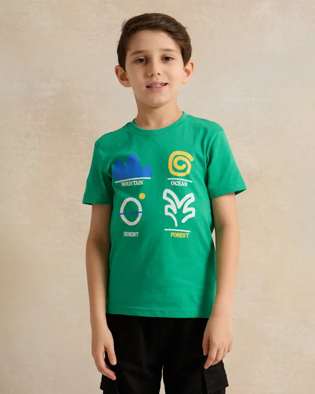 Boys Green Printed T-Shirt sold by Redtag