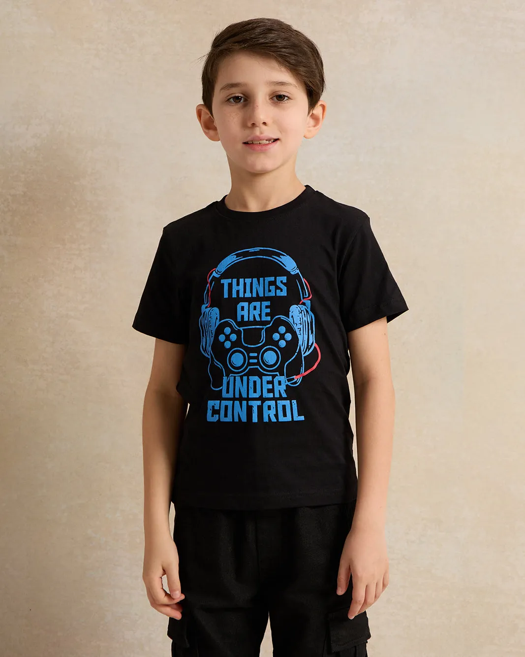 Boys Black Printed T-Shirt sold by Redtag