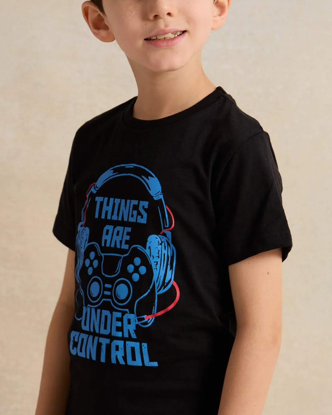 Boys Black Printed T-Shirt sold by Redtag product image thumbnail 4