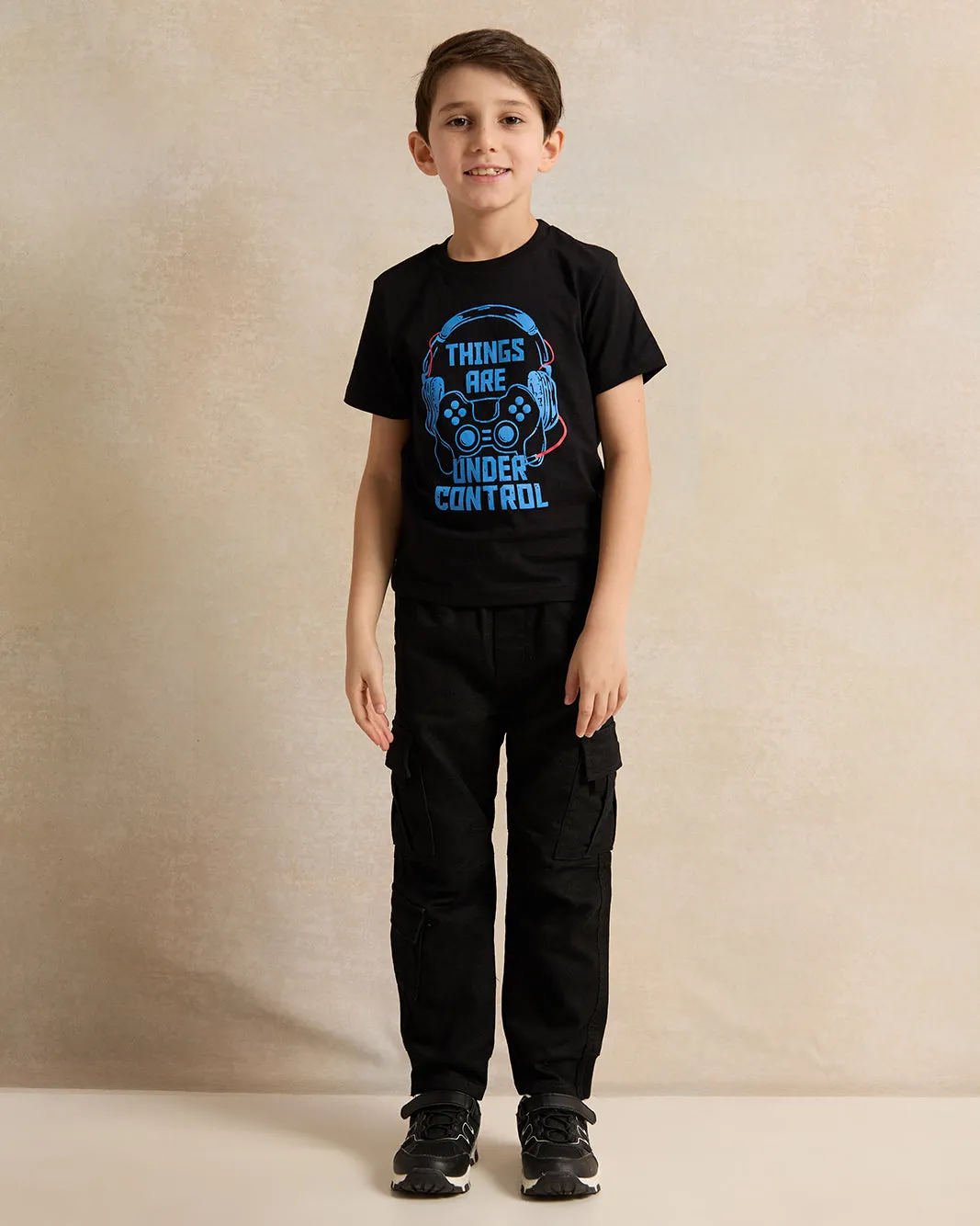 Boys Black Printed T-Shirt sold by Redtag product image thumbnail 2