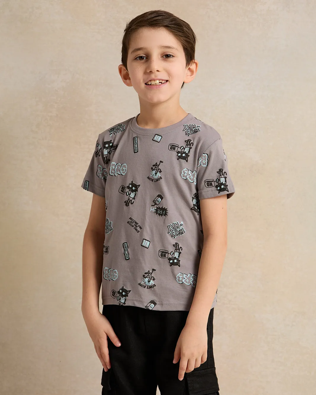 Boys Grey Printed T-Shirt sold by Redtag