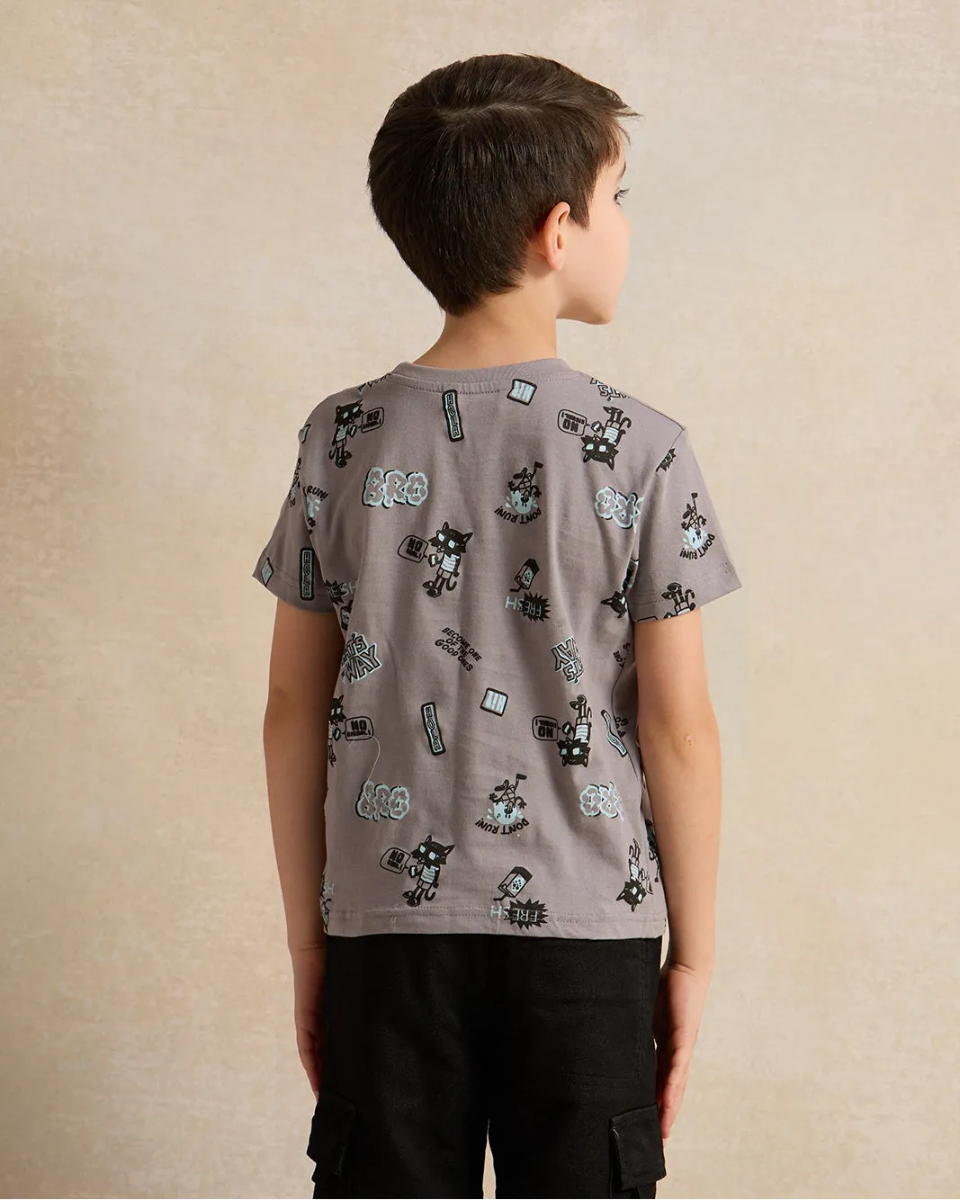Boys Grey Printed T-Shirt sold by Redtag product image thumbnail 3