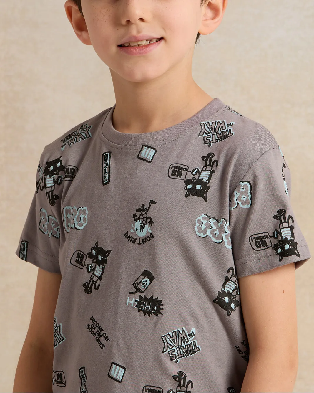 Boys Grey Printed T-Shirt sold by Redtag product image thumbnail 4