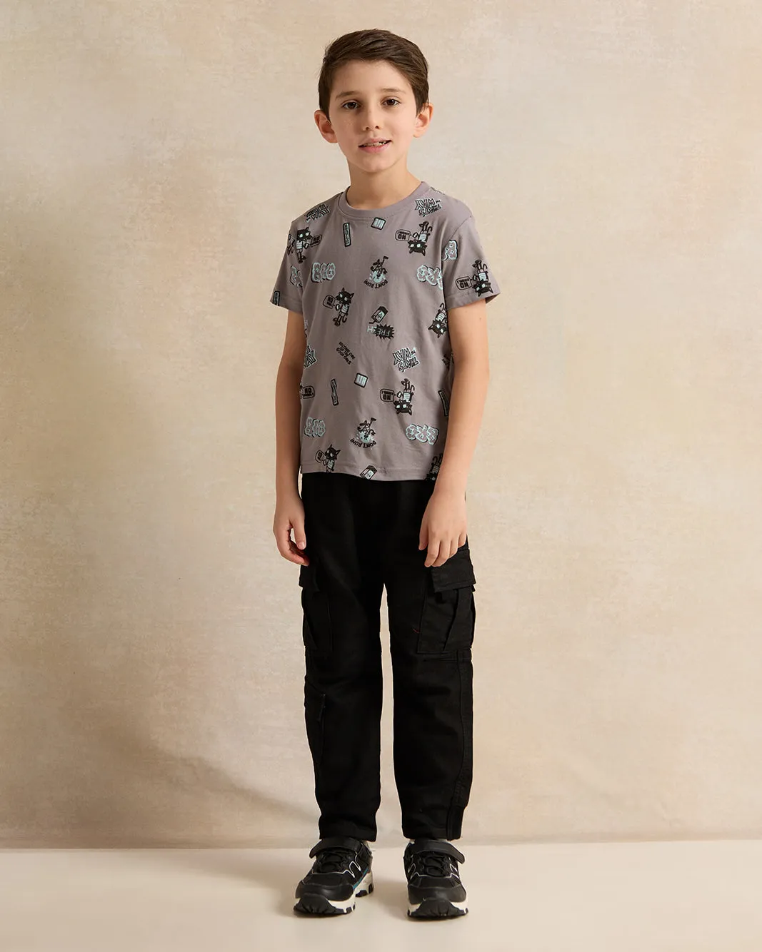 Boys Grey Printed T-Shirt sold by Redtag product image thumbnail 2