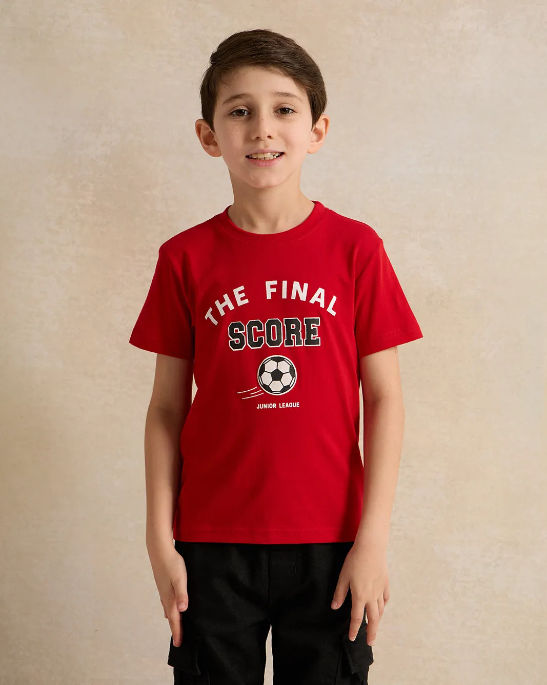 Boys Red Printed T-Shirt sold by Redtag