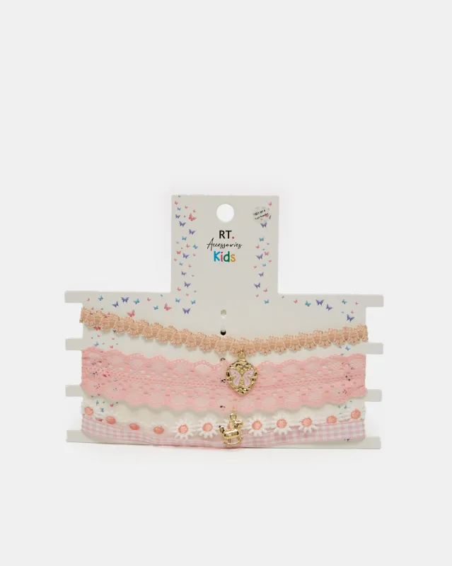 Girls Pink Embellished Choker Set (3 Piece) sold by Redtag